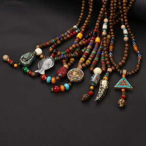 Nepal Buddhist Vintage Ethnic Mala Necklace - Nice & Cool