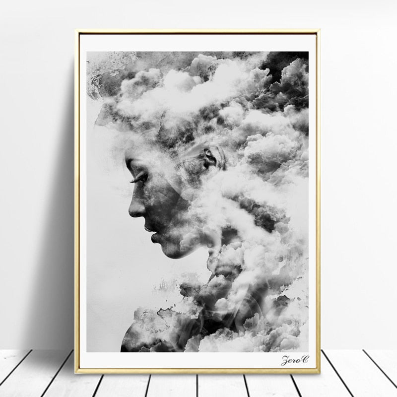 Woman Profile in the Clouds Wall Art Canvas - Nice & Cool