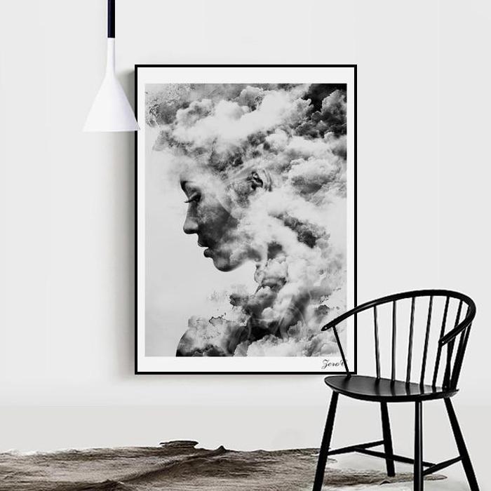 Woman Profile in the Clouds Wall Art Canvas - Nice & Cool