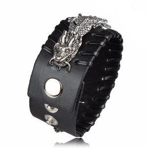 Metal Dragon Genuine Leather Wristband Men's Bracelet - Nice & Cool