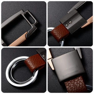 Metal and Genuine Leather Men Bag and Car Key Keychain